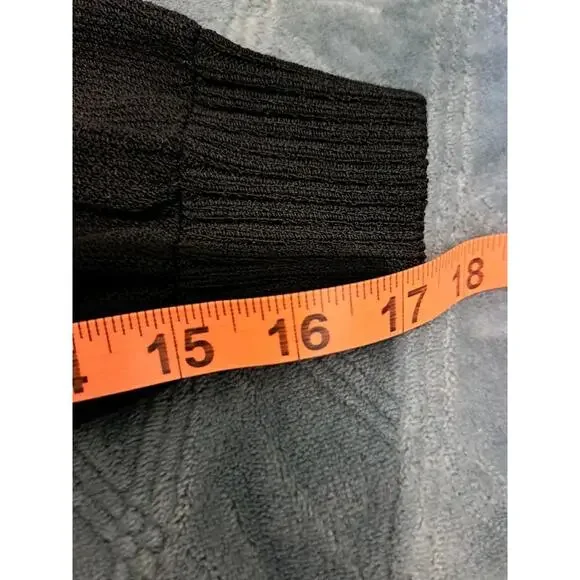ST. JOHN BASICS Santana Knit Cardigan And Pants Black Military Gold Button M